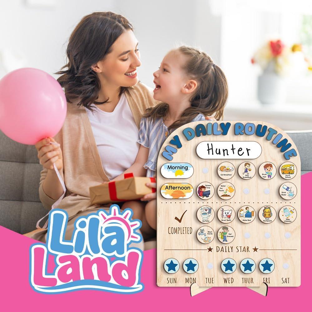 Tabla de Rutina Diaria de Madera LilaLand 33x36 cm