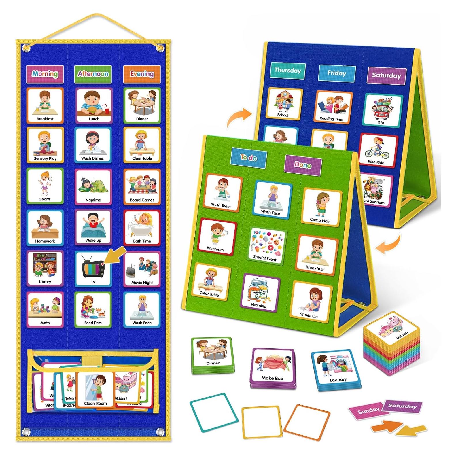 Tabla de Horario Visual Godery para Niños - Azul y Verde