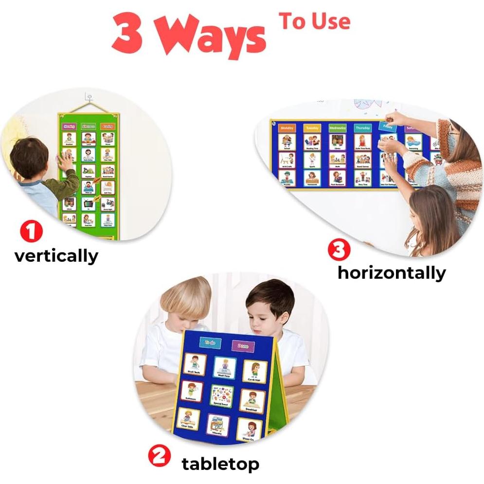 Tabla de Horario Visual Godery para Niños - Azul y Verde