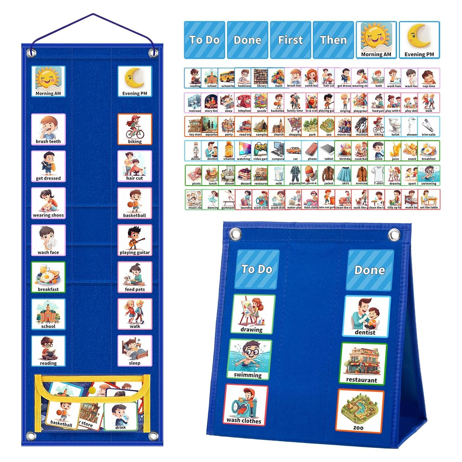 Calendario Visual KIKIGOAL para Niños con 96 Tarjetas