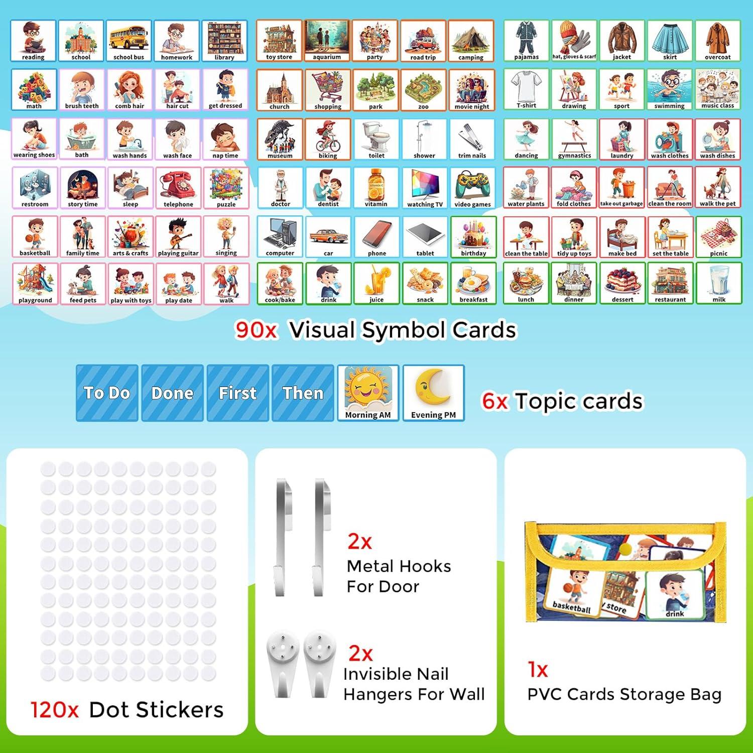 Calendario Visual KIKIGOAL para Niños con 96 Tarjetas