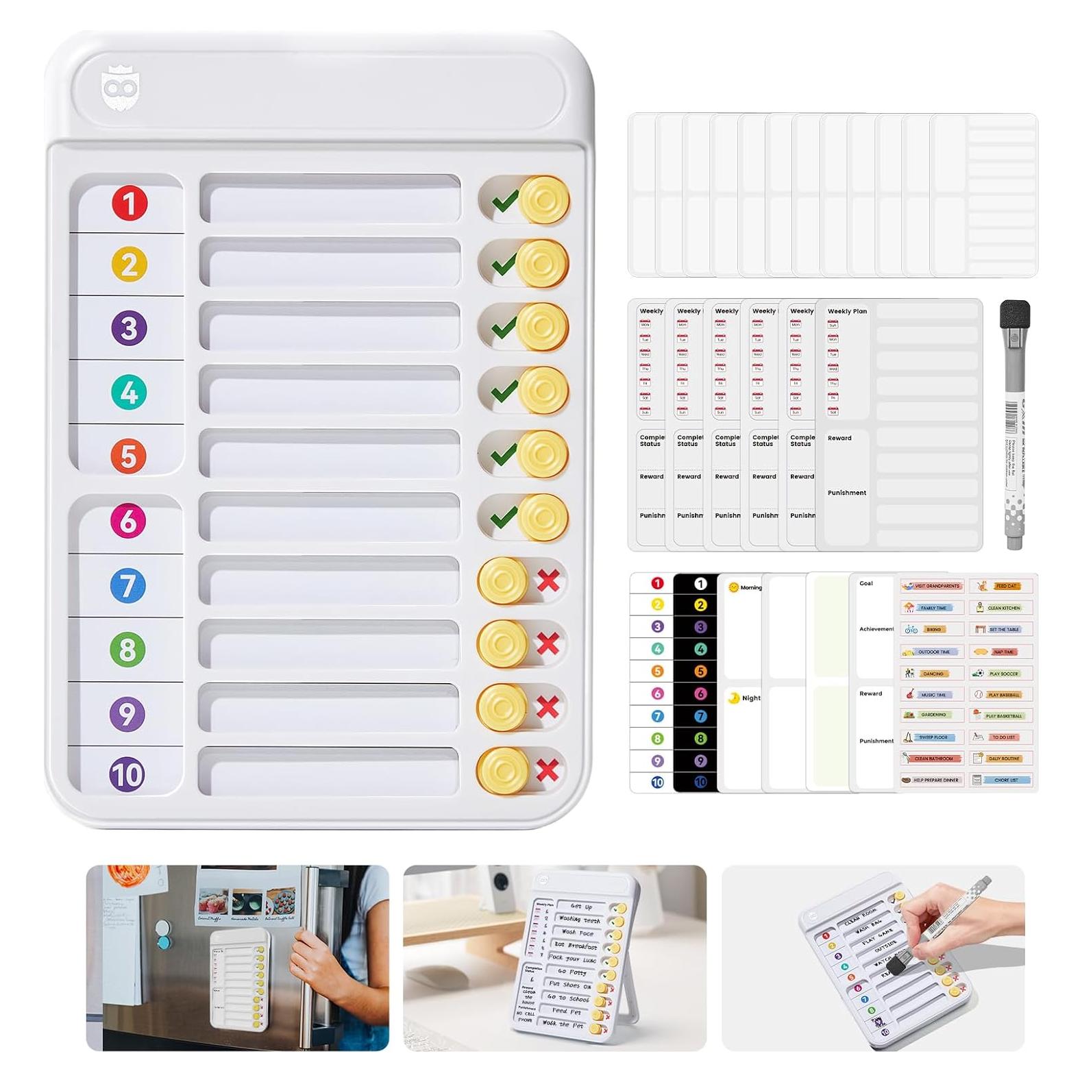 Tabla de Tareas Magnética Owlprince para Niños - Blanco