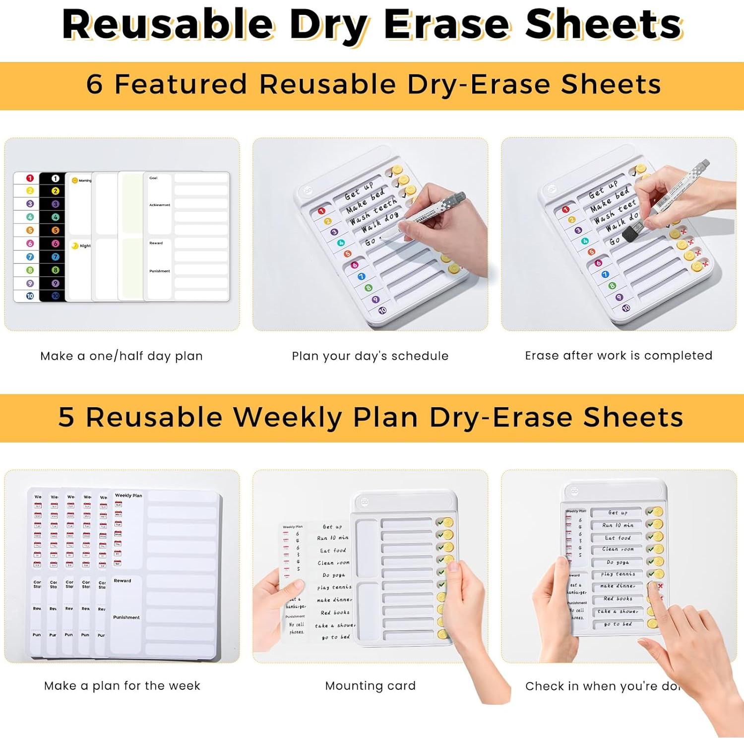 Tabla de Tareas Magnética Owlprince para Niños - Blanco