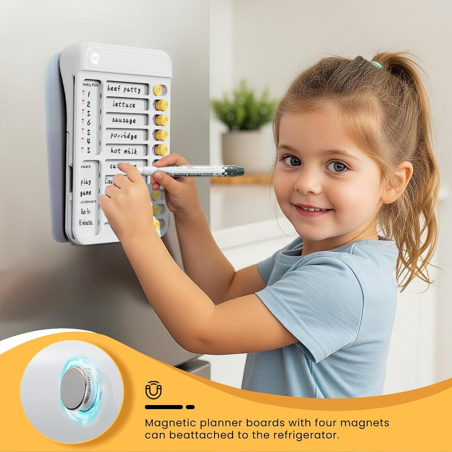 Tabla de Tareas Magnética Owlprince para Niños - Blanco