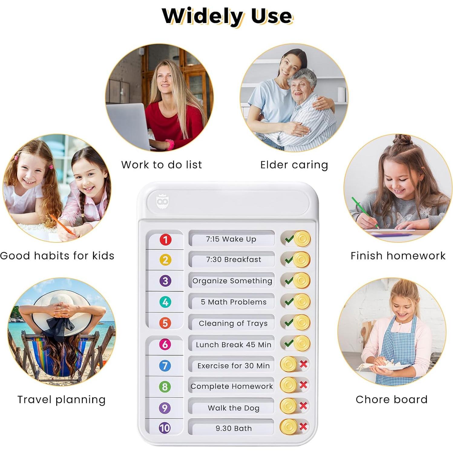 Tabla de Tareas Magnética Owlprince para Niños - Blanco