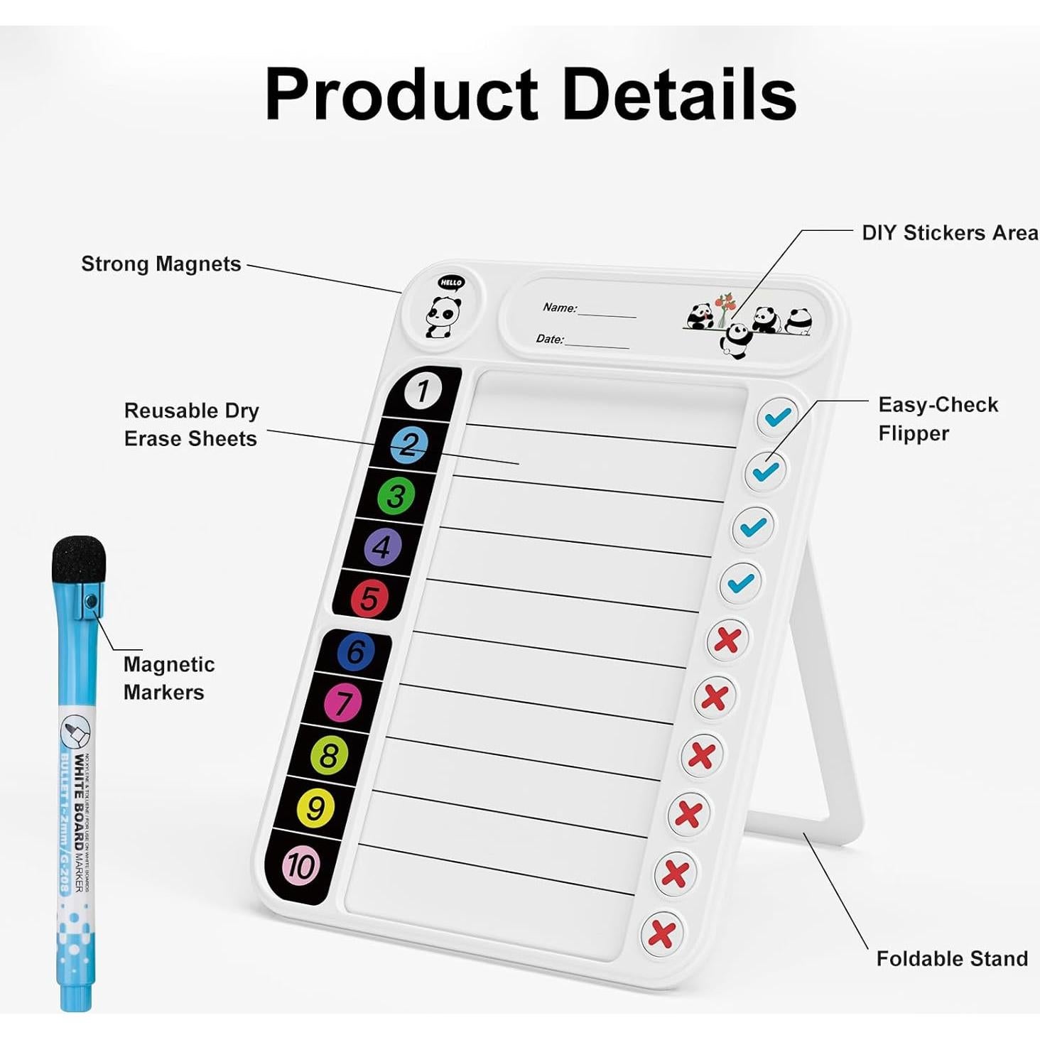 Tabla de Tareas Magnética Bailkind para Niños 24.89x17.78cm