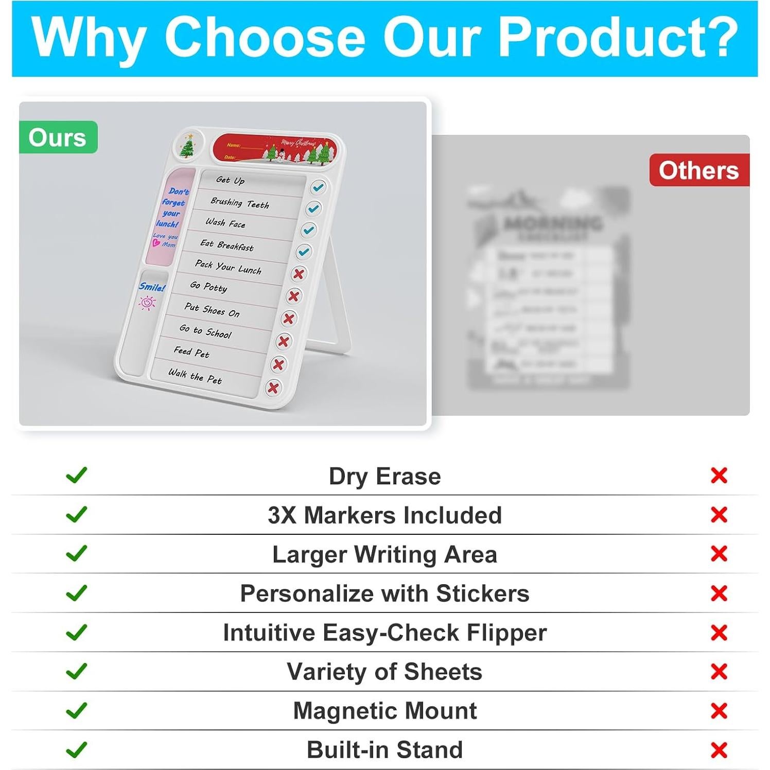 Tabla de Tareas Magnética Bailkind para Niños 24.89x17.78cm