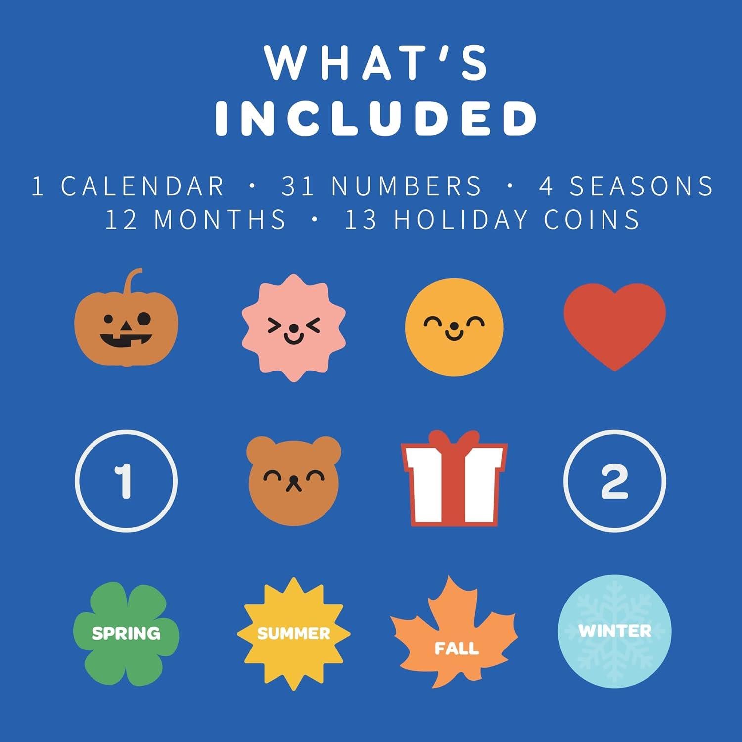 Calendario Perpetuo de Madera Azul Ginkgo para Niños 39.37x31.75cm