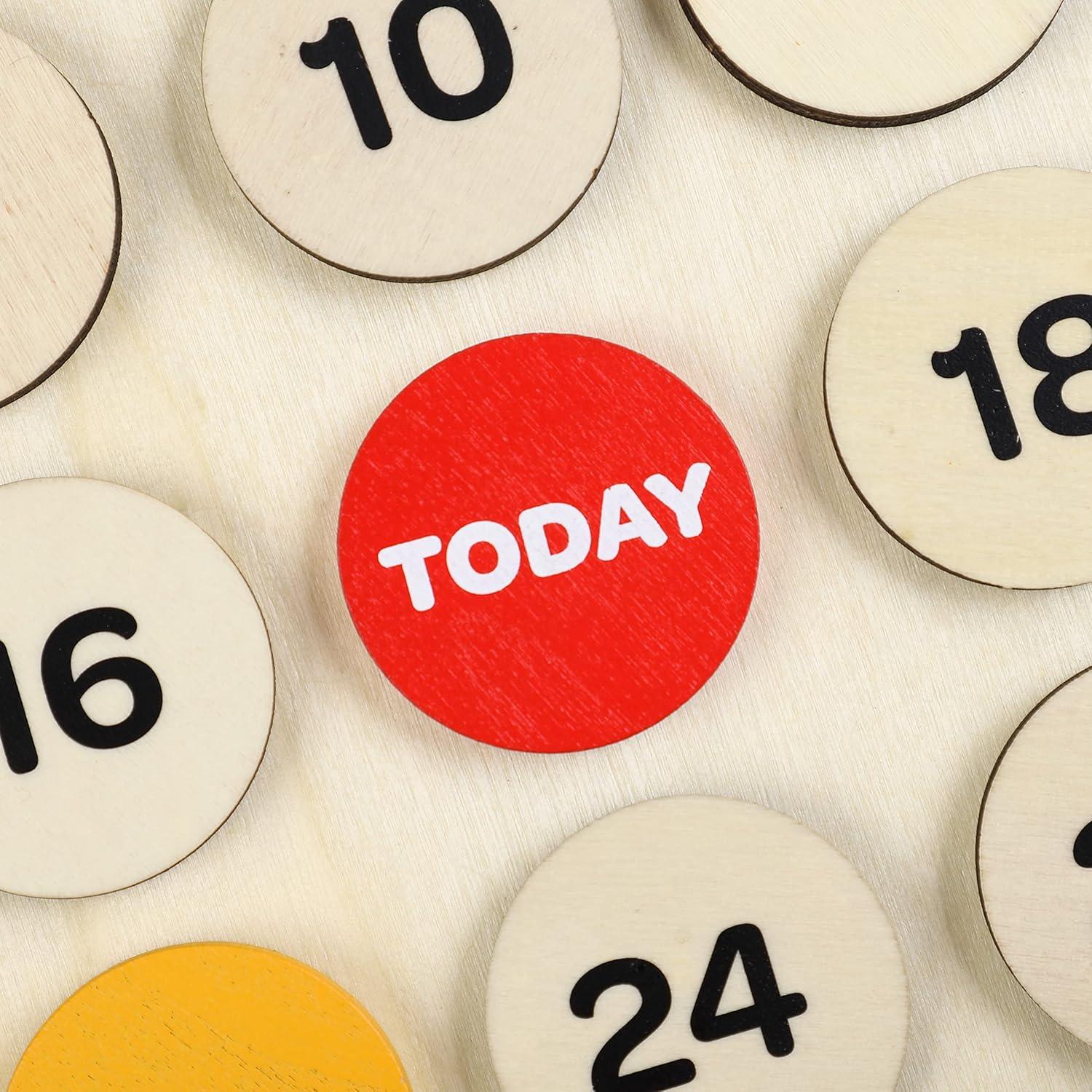 Calendario Perpetuo de Madera Azul Ginkgo para Niños 39.37x31.75cm