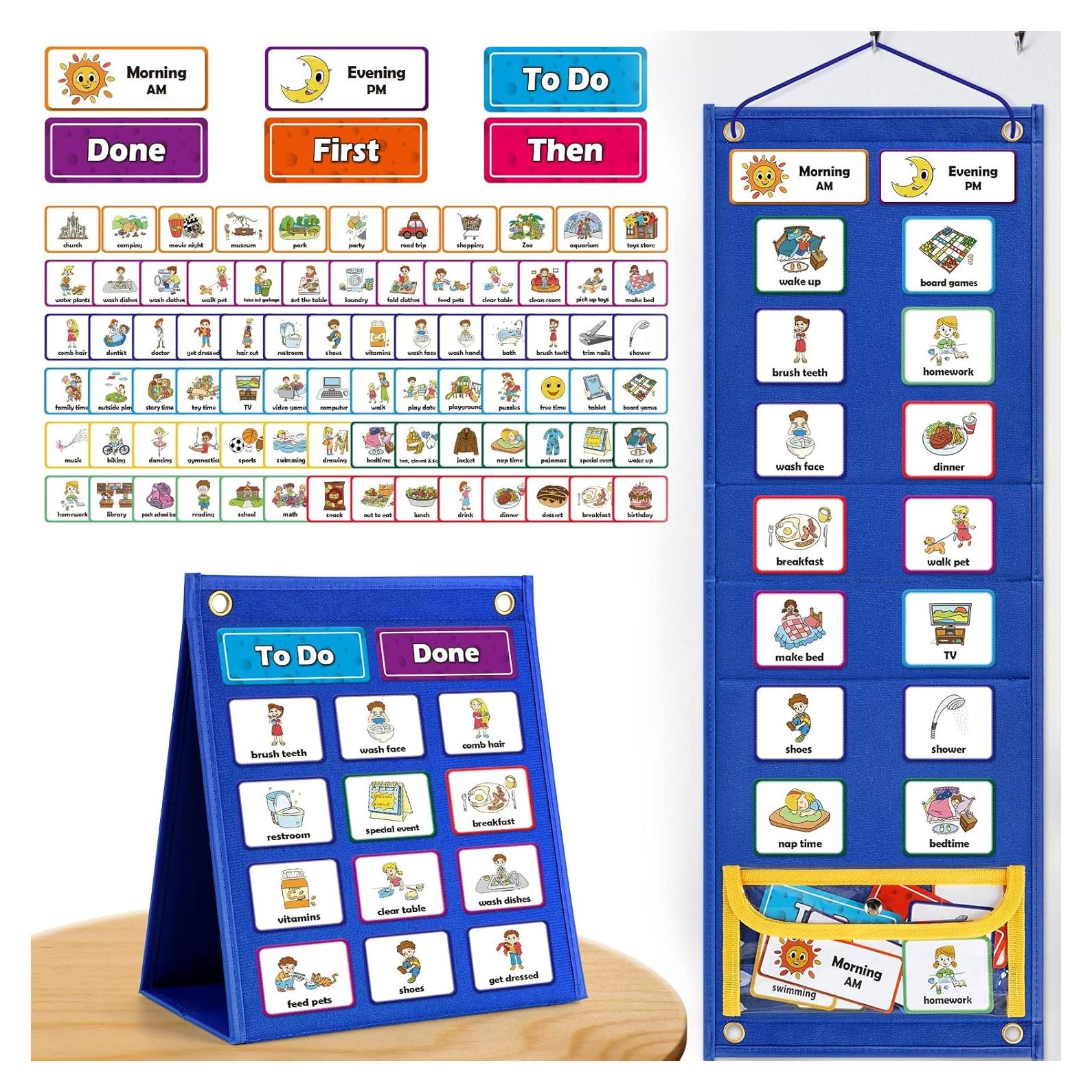 Tablero de Horario Visual Torlam para Niños con 86 Tarjetas