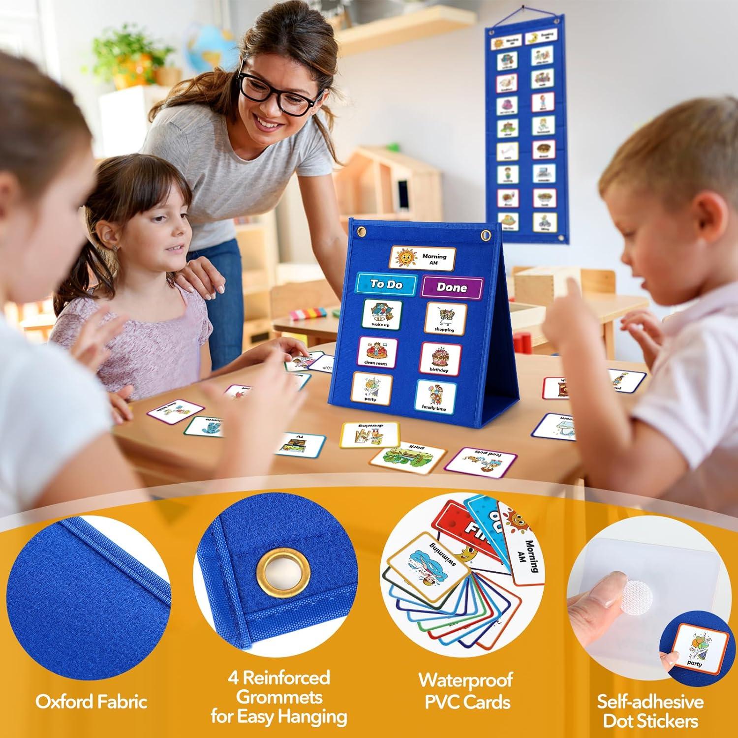 Tablero de Horario Visual Torlam para Niños con 86 Tarjetas