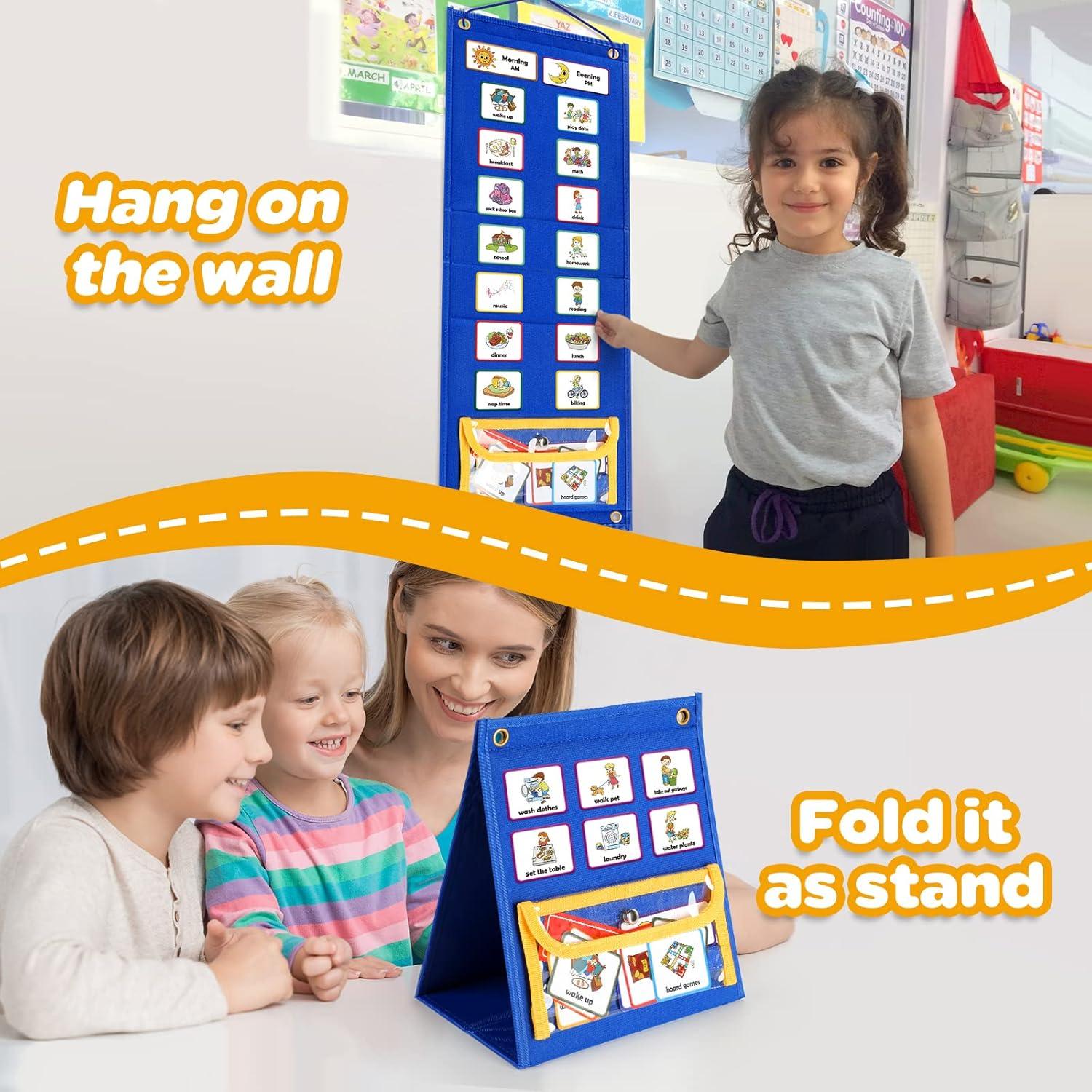 Tablero de Horario Visual Torlam para Niños con 86 Tarjetas
