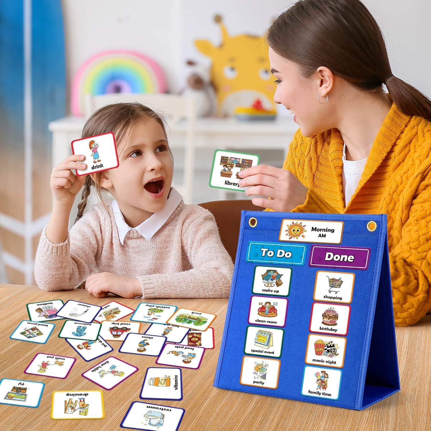 Tablero de Horario Visual Torlam para Niños con 86 Tarjetas