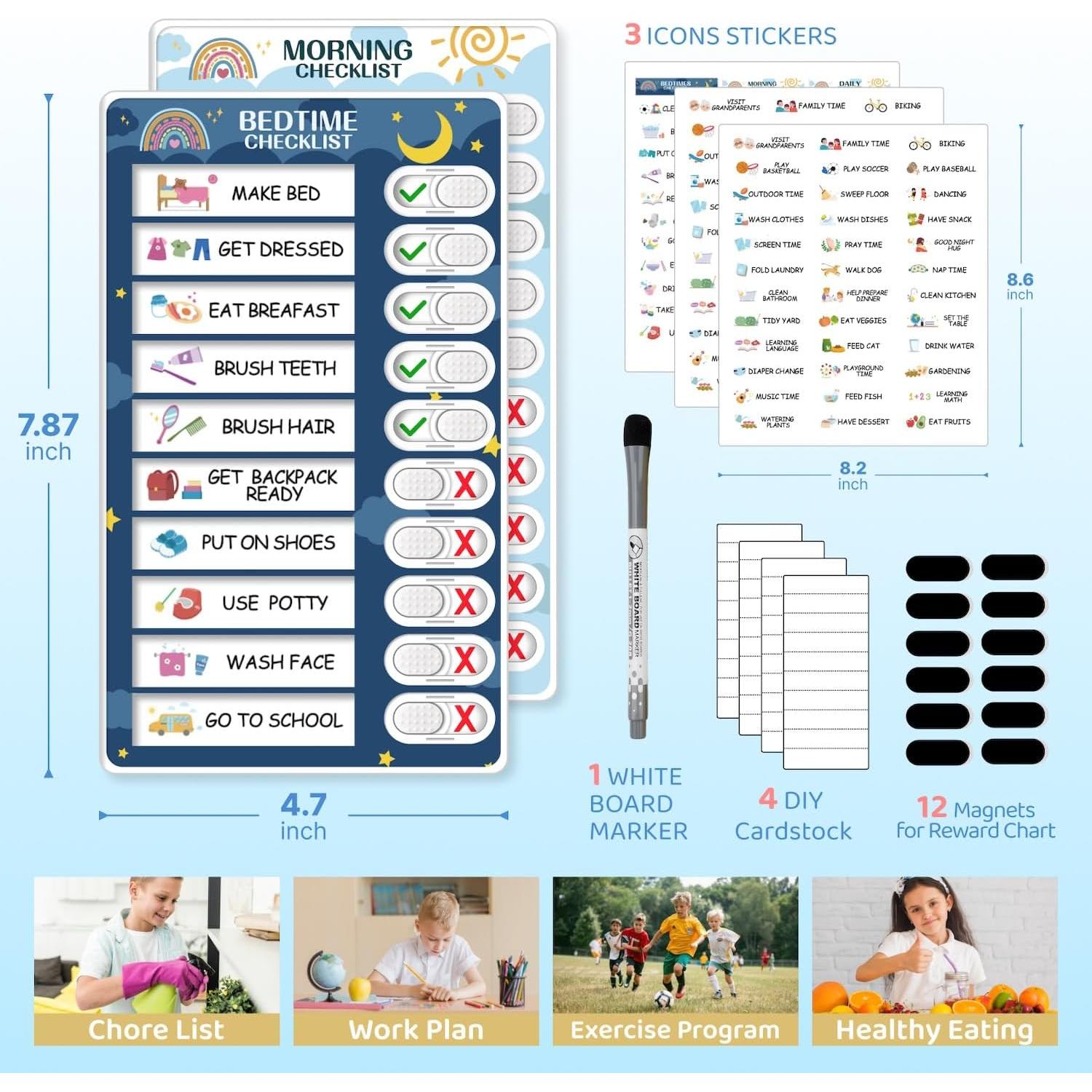 Gráfico Magnético de Rutina 2 en 1 CustomMaster para Niños