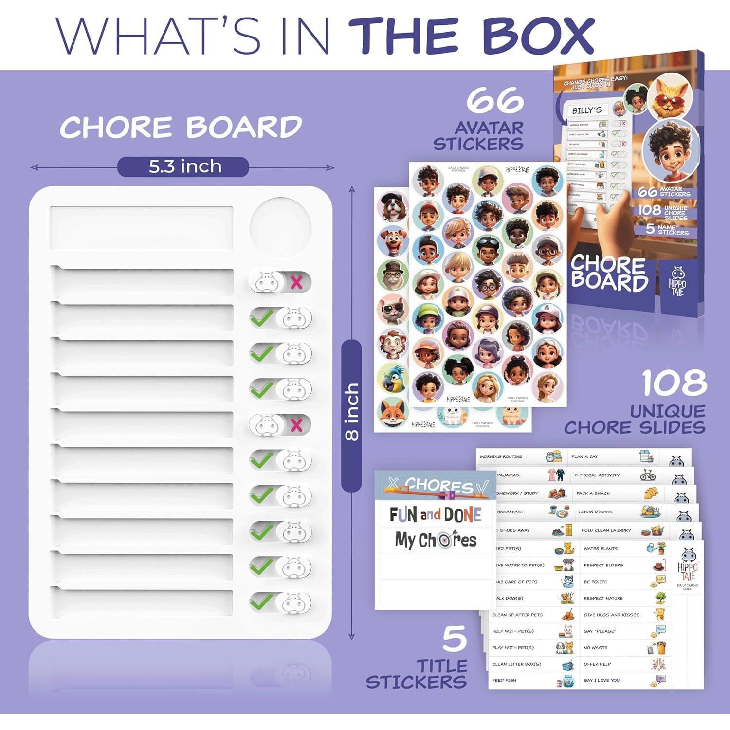 Tabla de Tareas Magnética para Niños Hippotale - 120 Tarjetas