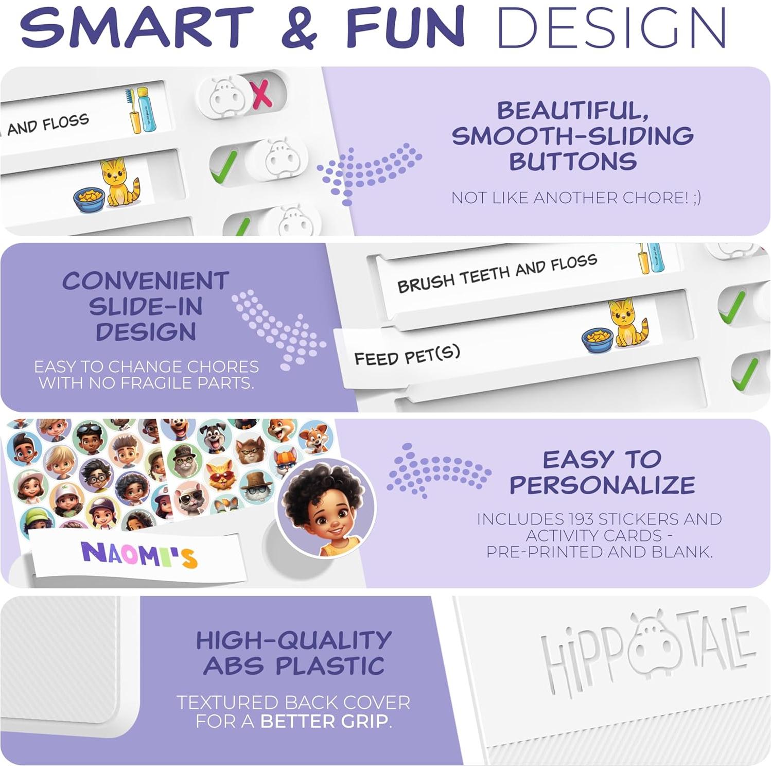 Tabla de Tareas Magnética para Niños Hippotale - 120 Tarjetas