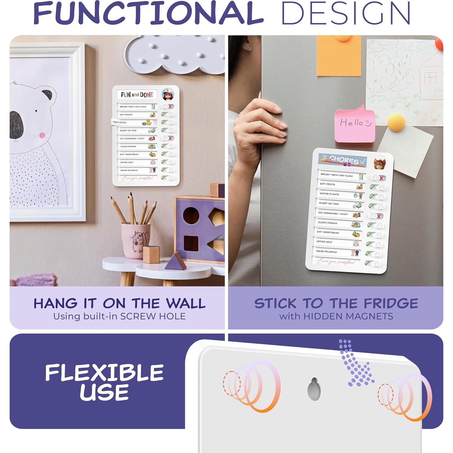 Tabla de Tareas Magnética para Niños Hippotale - 120 Tarjetas