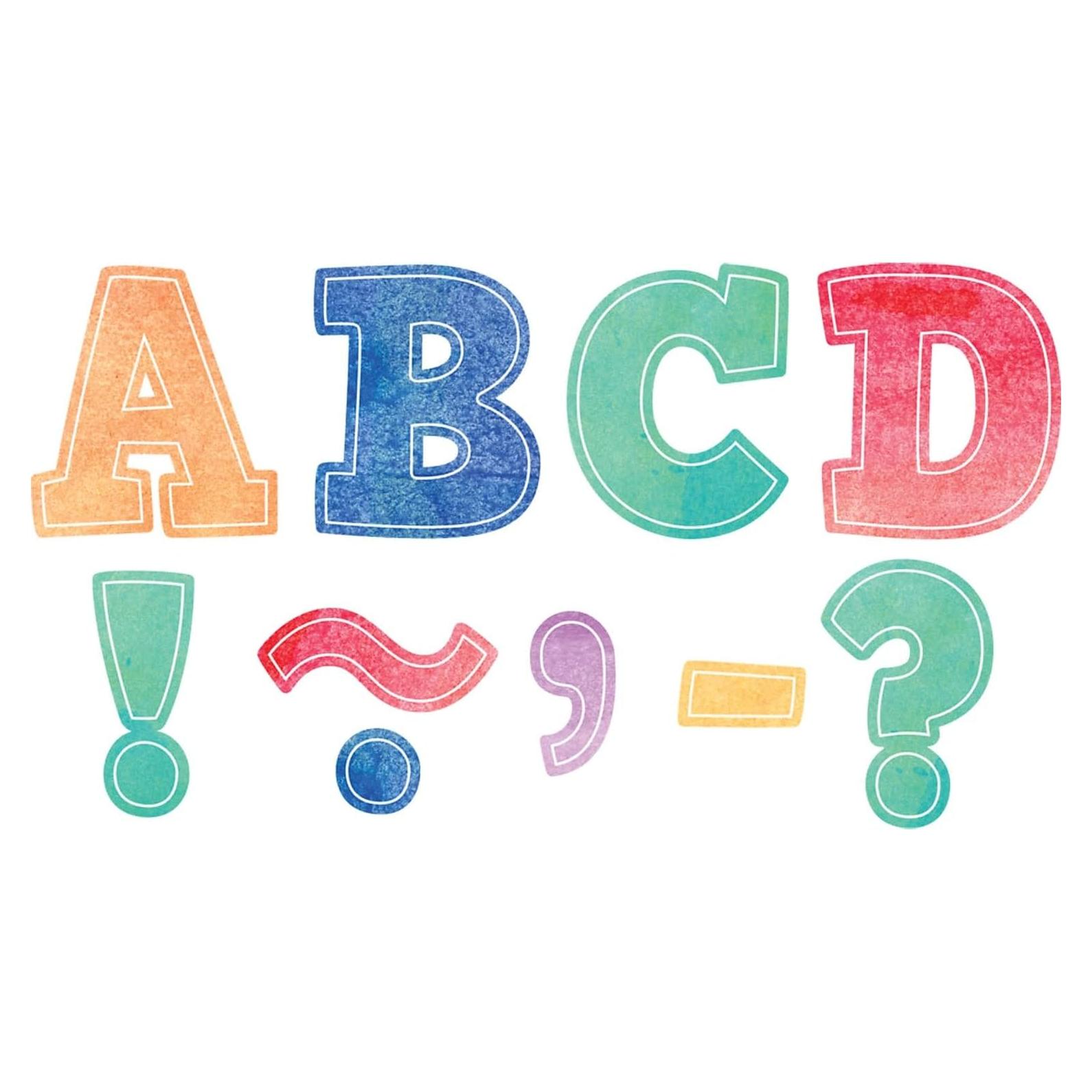 Letras Magnéticas en Bloque Acuarela Negras 55 Piezas Recursos Creados por el Maestro