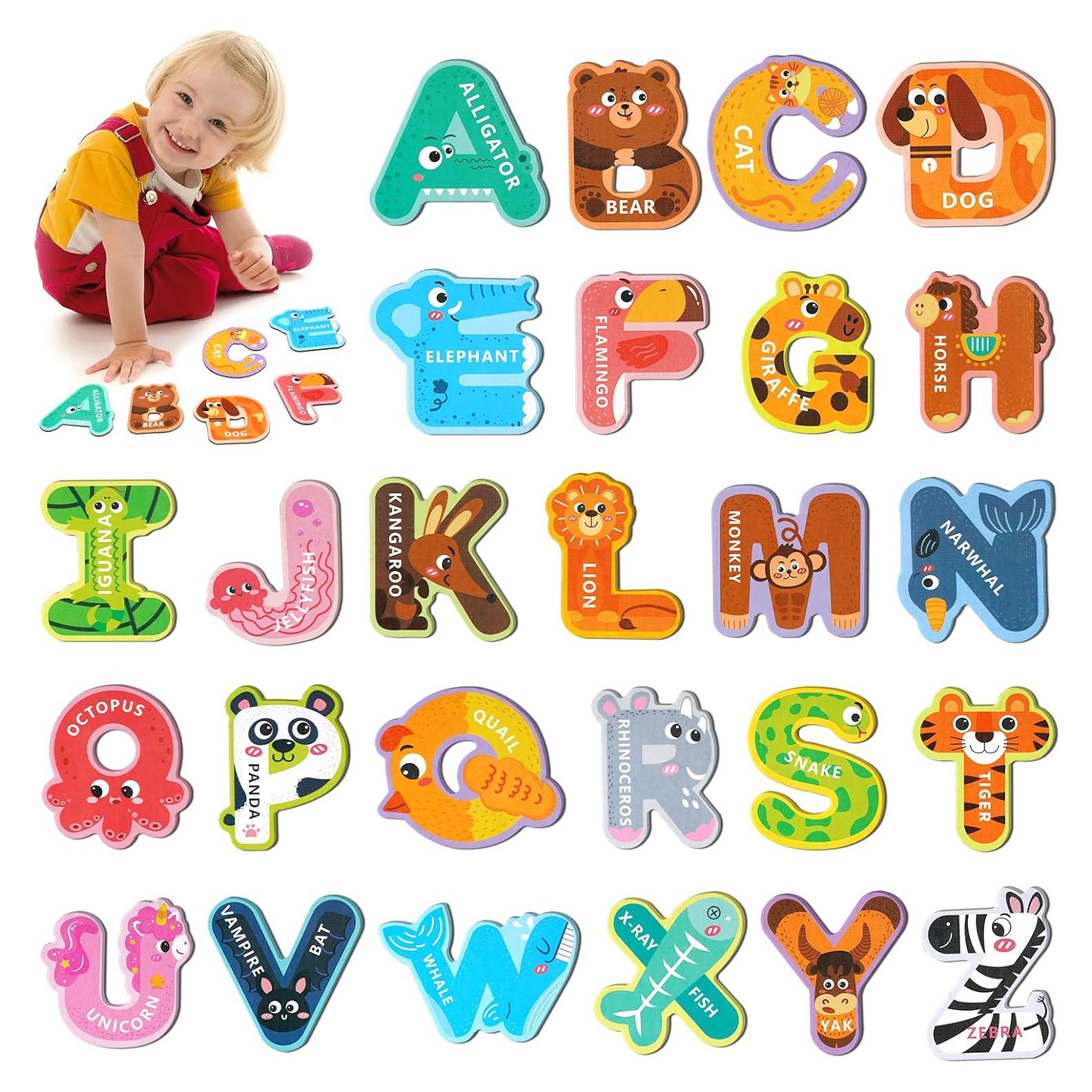 Letras Magnéticas Soarly 26 Piezas Alfabeto Animales para Niños