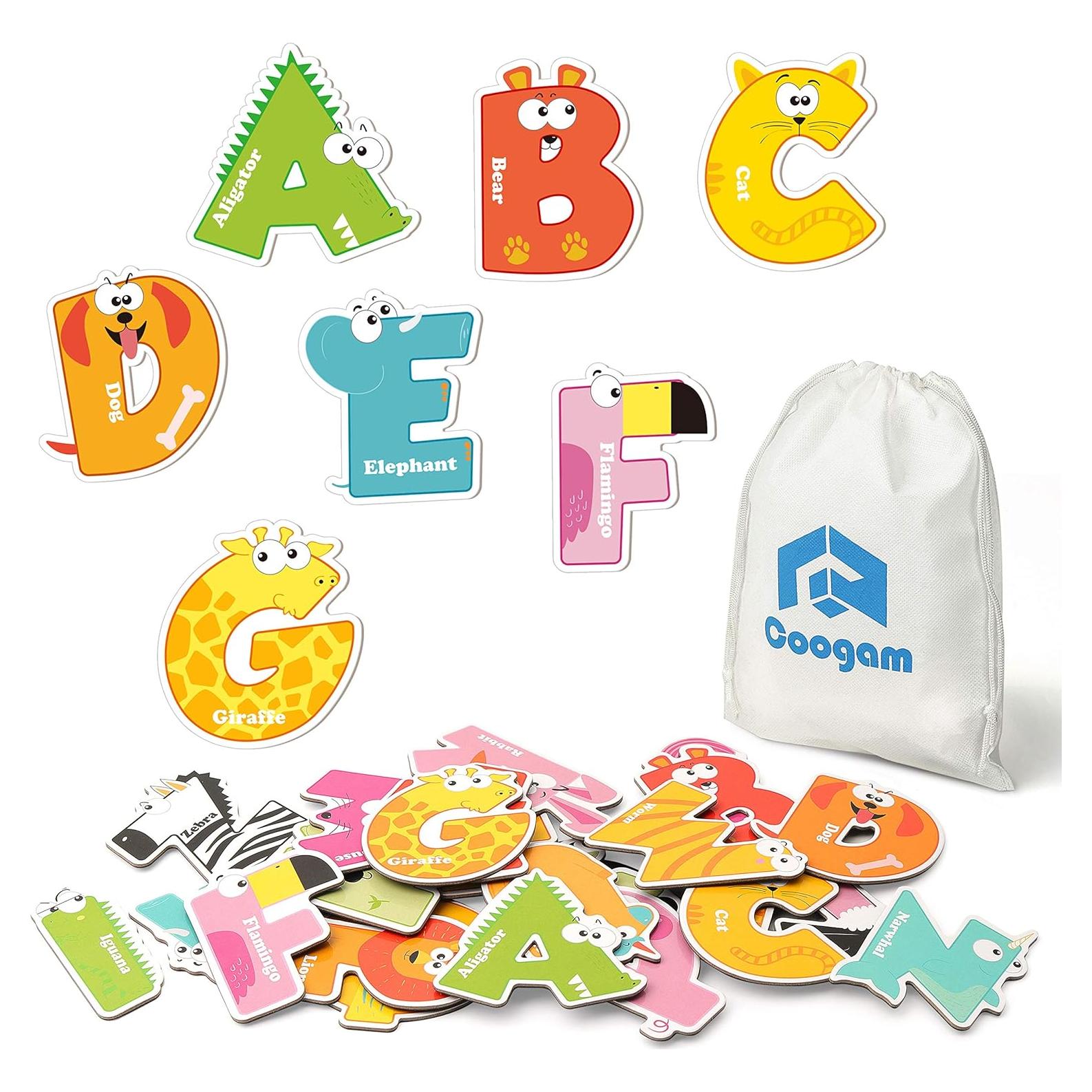 Letras Magnéticas Jumbo Coogam 26Pcs Alfabeto Colorido Animales