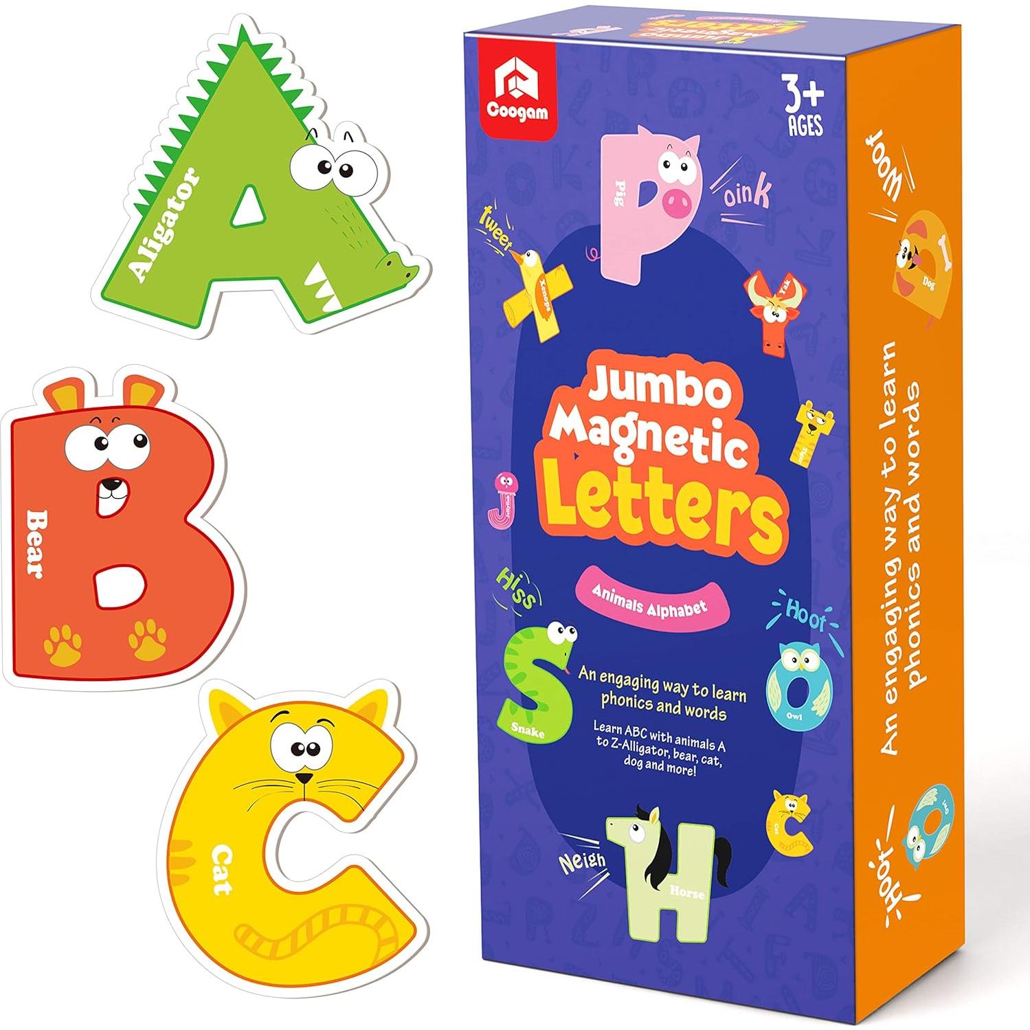 Letras Magnéticas Jumbo Coogam 26Pcs Alfabeto Colorido Animales