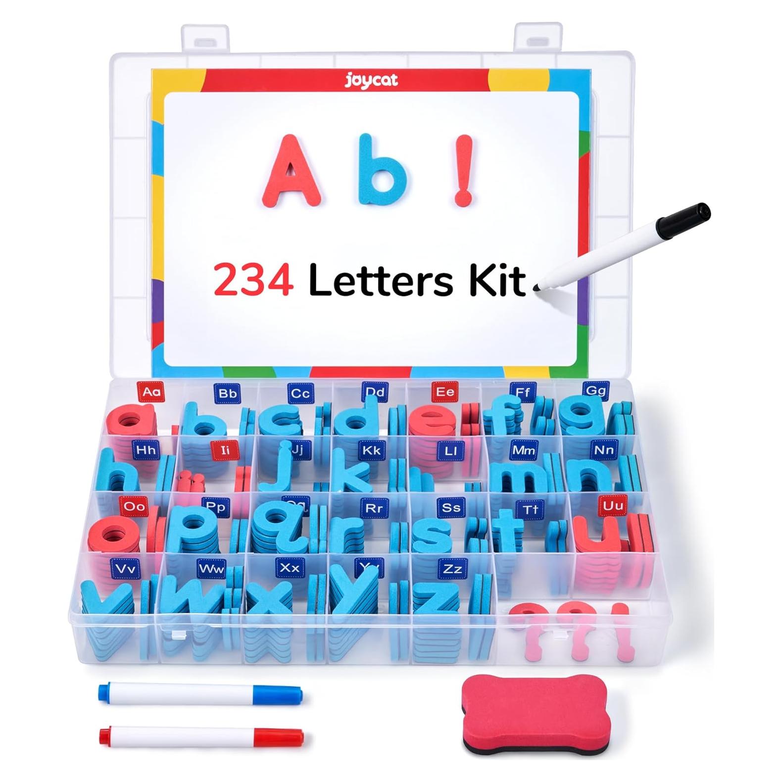 Kit de Letras Magnéticas JoyCat 234 Pcs con Tablero Doble Cara