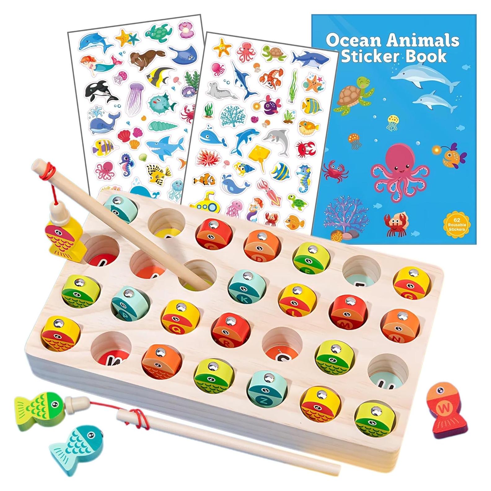 Juego de Pesca Magnético de Madera Haktoys con Letras ABC