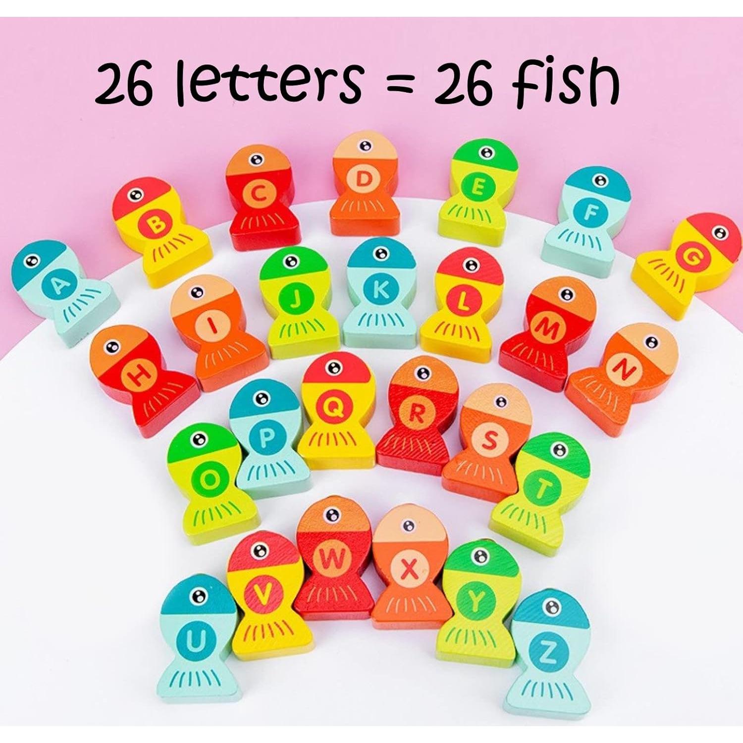 Juego de Pesca Magnético de Madera Haktoys con Letras ABC