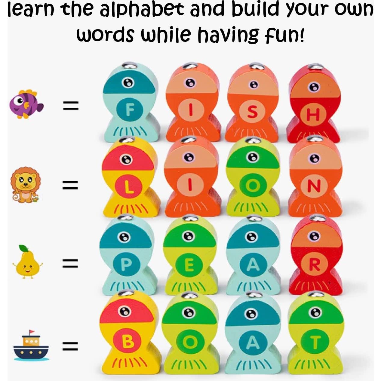 Juego de Pesca Magnético de Madera Haktoys con Letras ABC