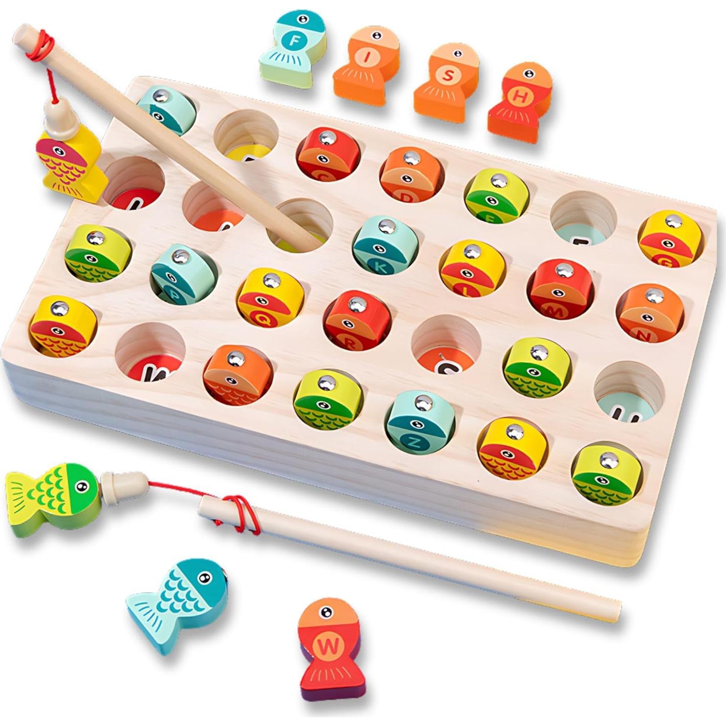 Juego de Pesca Magnético de Madera Haktoys con Letras ABC