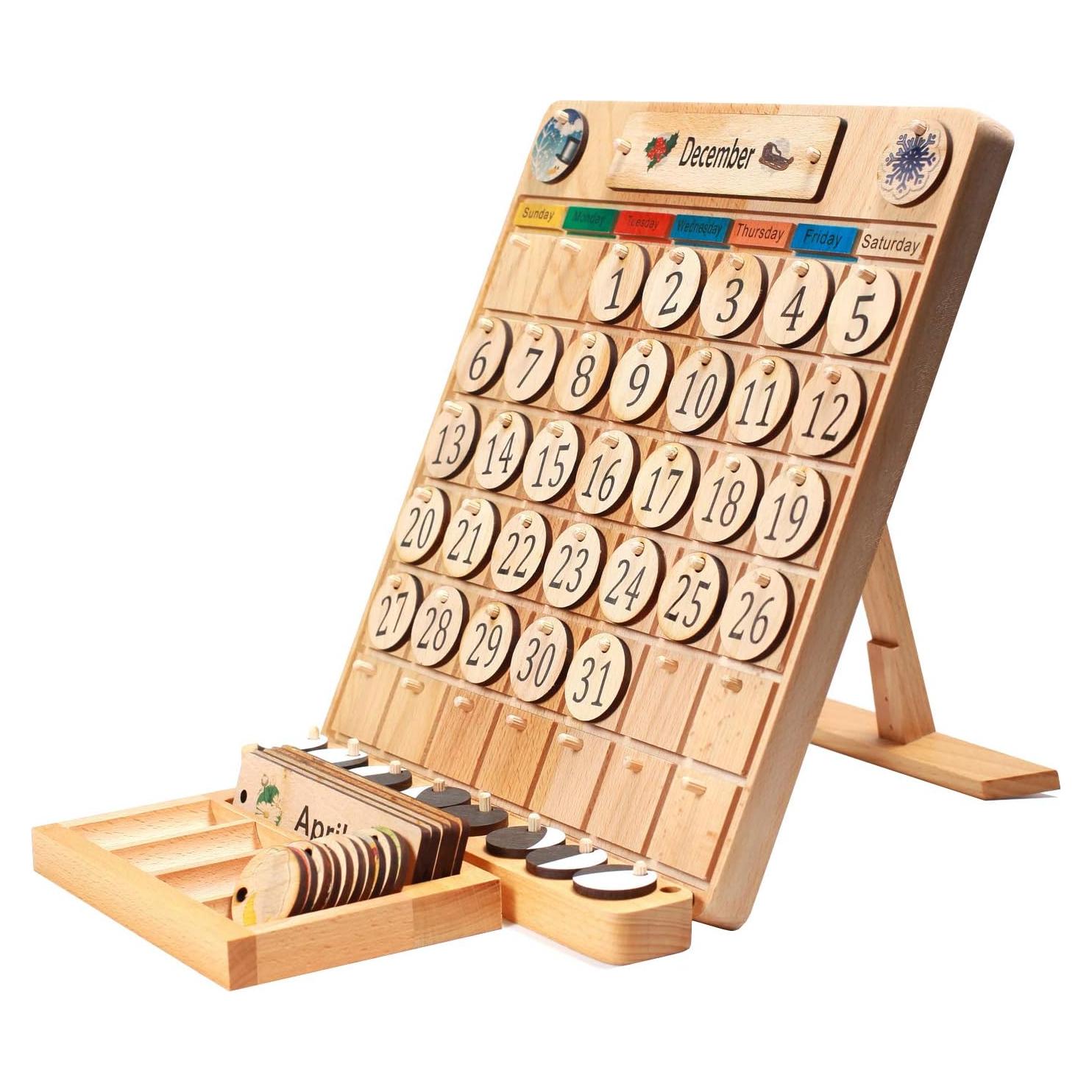 Calendario de Madera SkoolHQ para Niños - Aprendizaje de Días y Meses