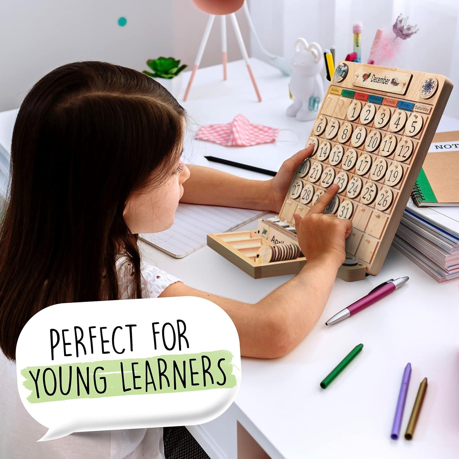 Calendario de Madera SkoolHQ para Niños - Aprendizaje de Días y Meses