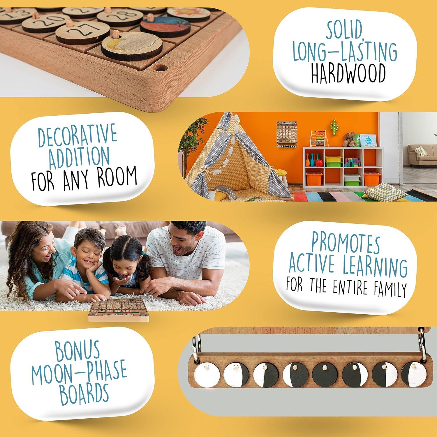 Calendario de Madera SkoolHQ para Niños - Aprendizaje de Días y Meses