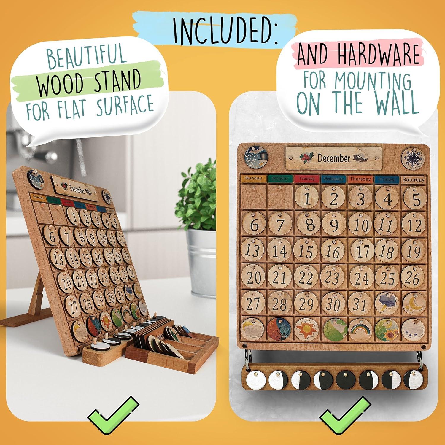 Calendario de Madera SkoolHQ para Niños - Aprendizaje de Días y Meses