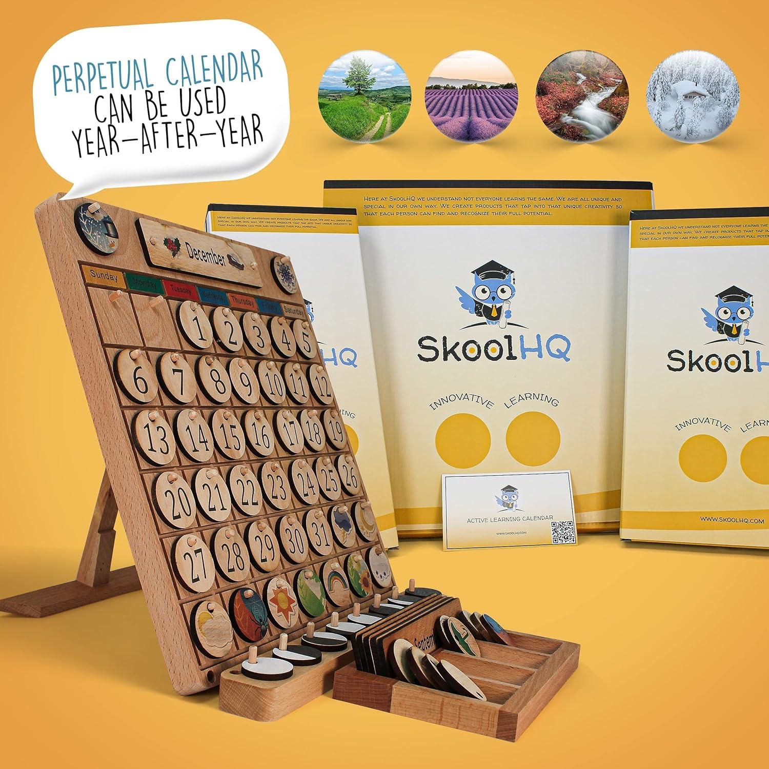 Calendario de Madera SkoolHQ para Niños - Aprendizaje de Días y Meses