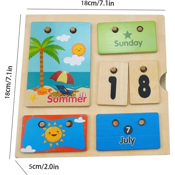 Calendario de Aprendizaje de Madera OLYDAUS 17.9cm para Niños