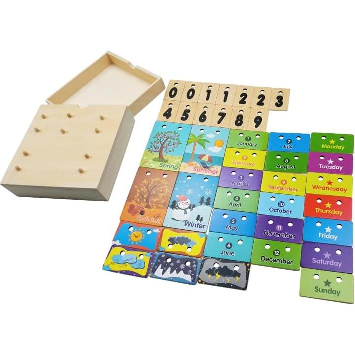 Calendario de Aprendizaje de Madera OLYDAUS 17.9cm para Niños