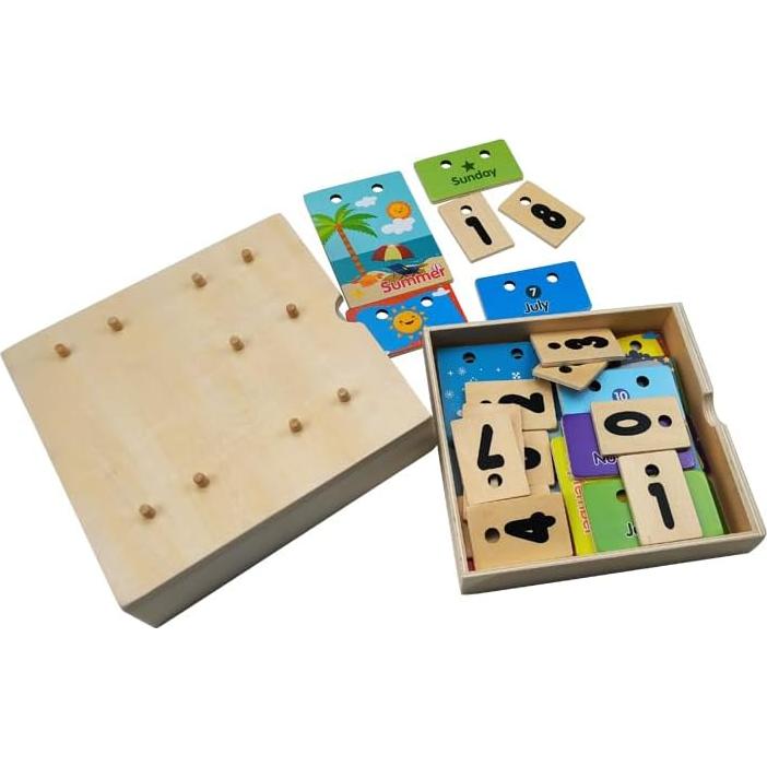 Calendario de Aprendizaje de Madera OLYDAUS 17.9cm para Niños