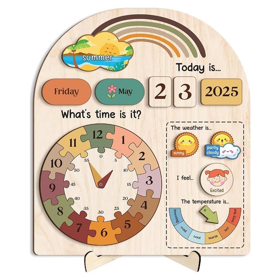 Calendario Interactivo de Madera Mondily para Niños 3+
