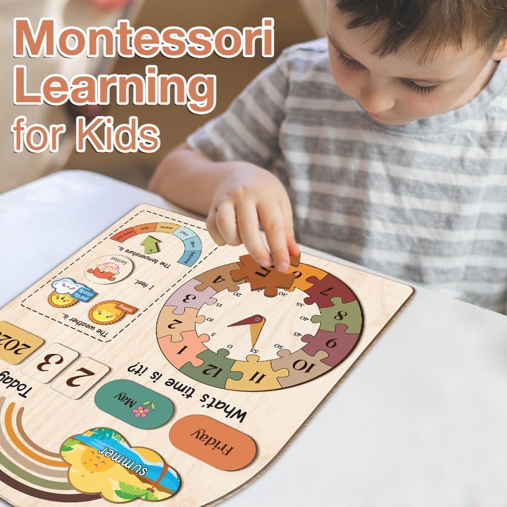 Calendario Interactivo de Madera Mondily para Niños 3+