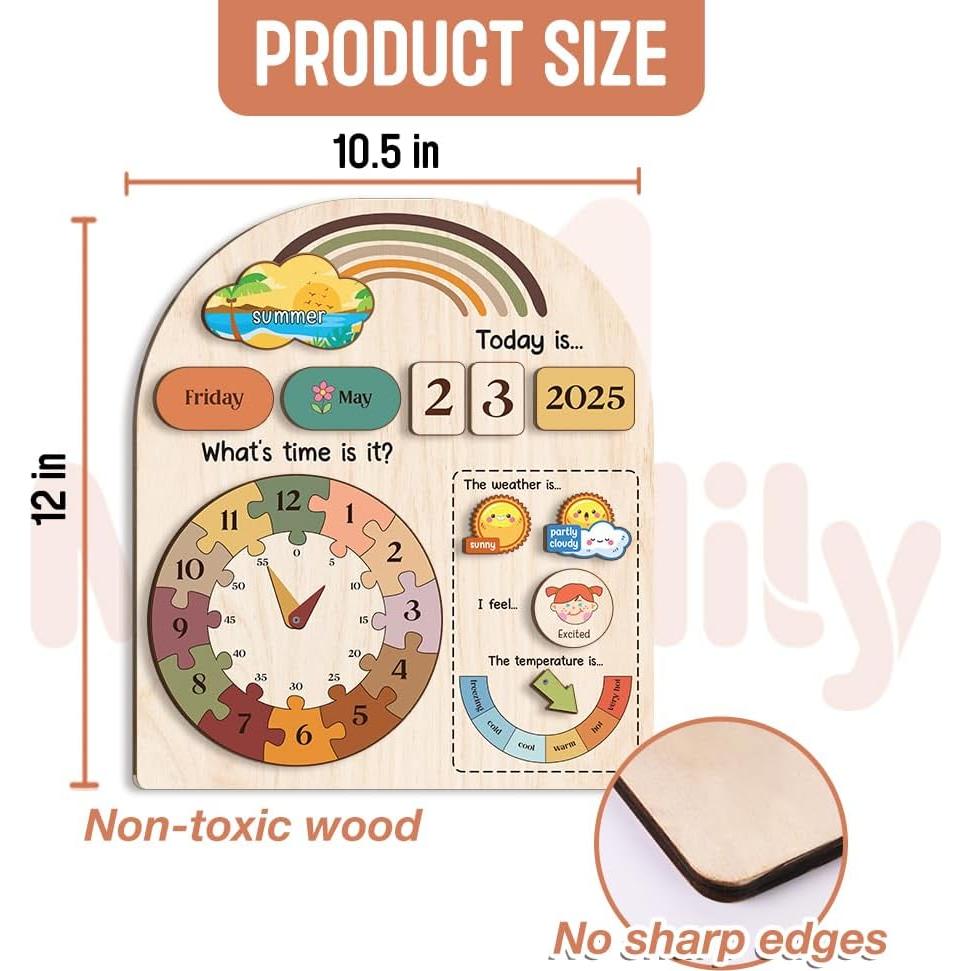 Calendario Interactivo de Madera Mondily para Niños 3+