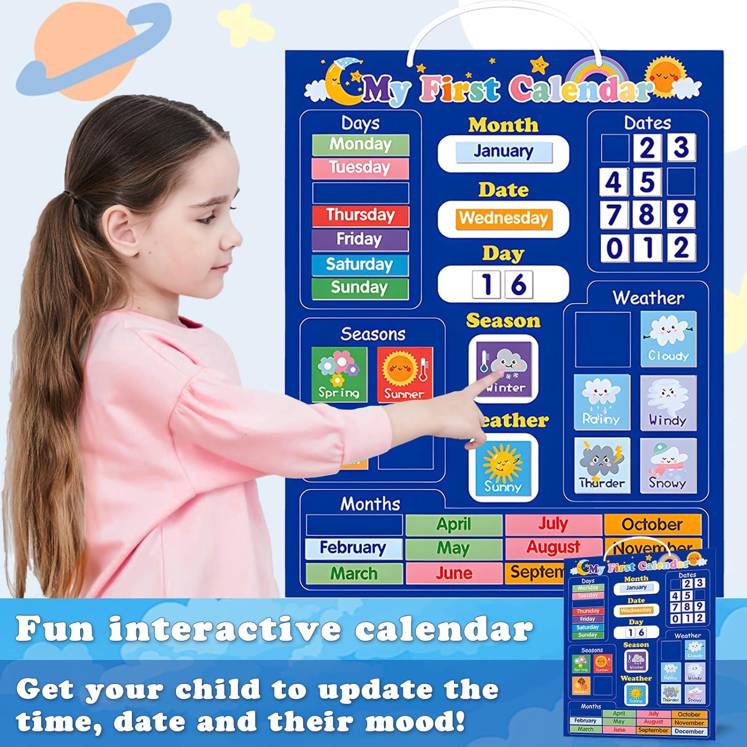 Calendario Magnético Educativo Adena Montessori 40x32 cm Azul
