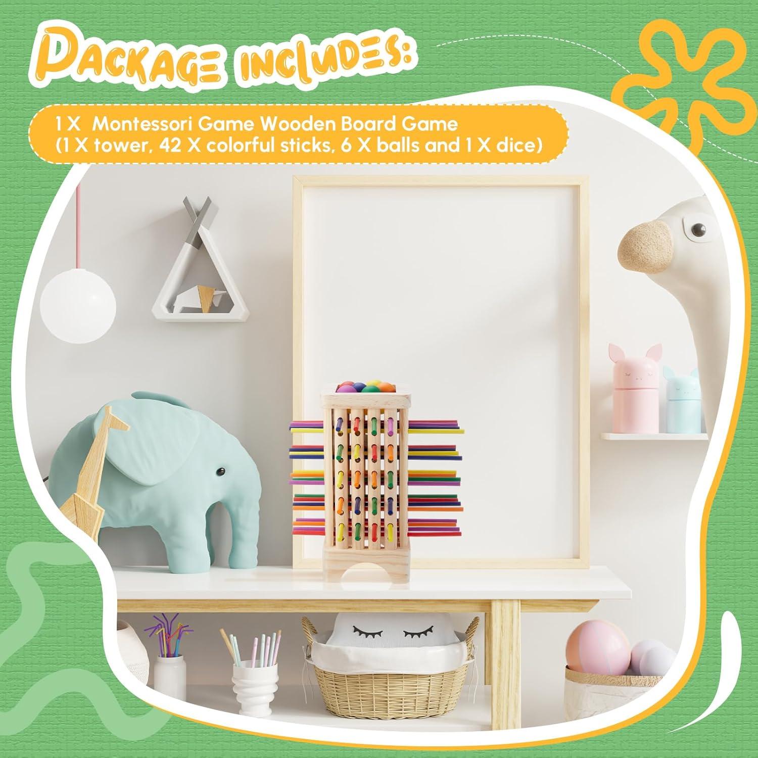 Juego Montessori Torre de Palitos de Madera Relaxgiant 21x9.6 cm