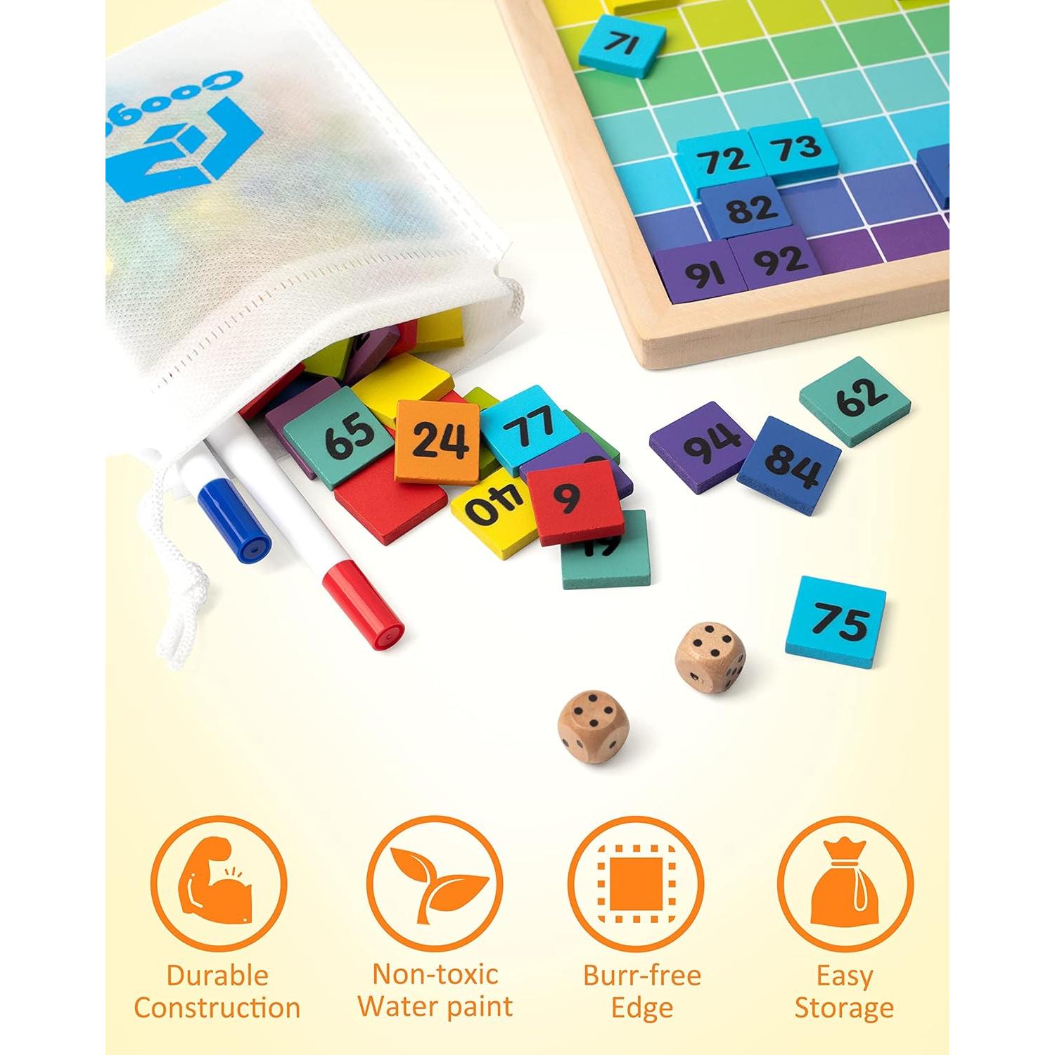 Tablero de Matemáticas de Madera Coogam 100 Números Educativo