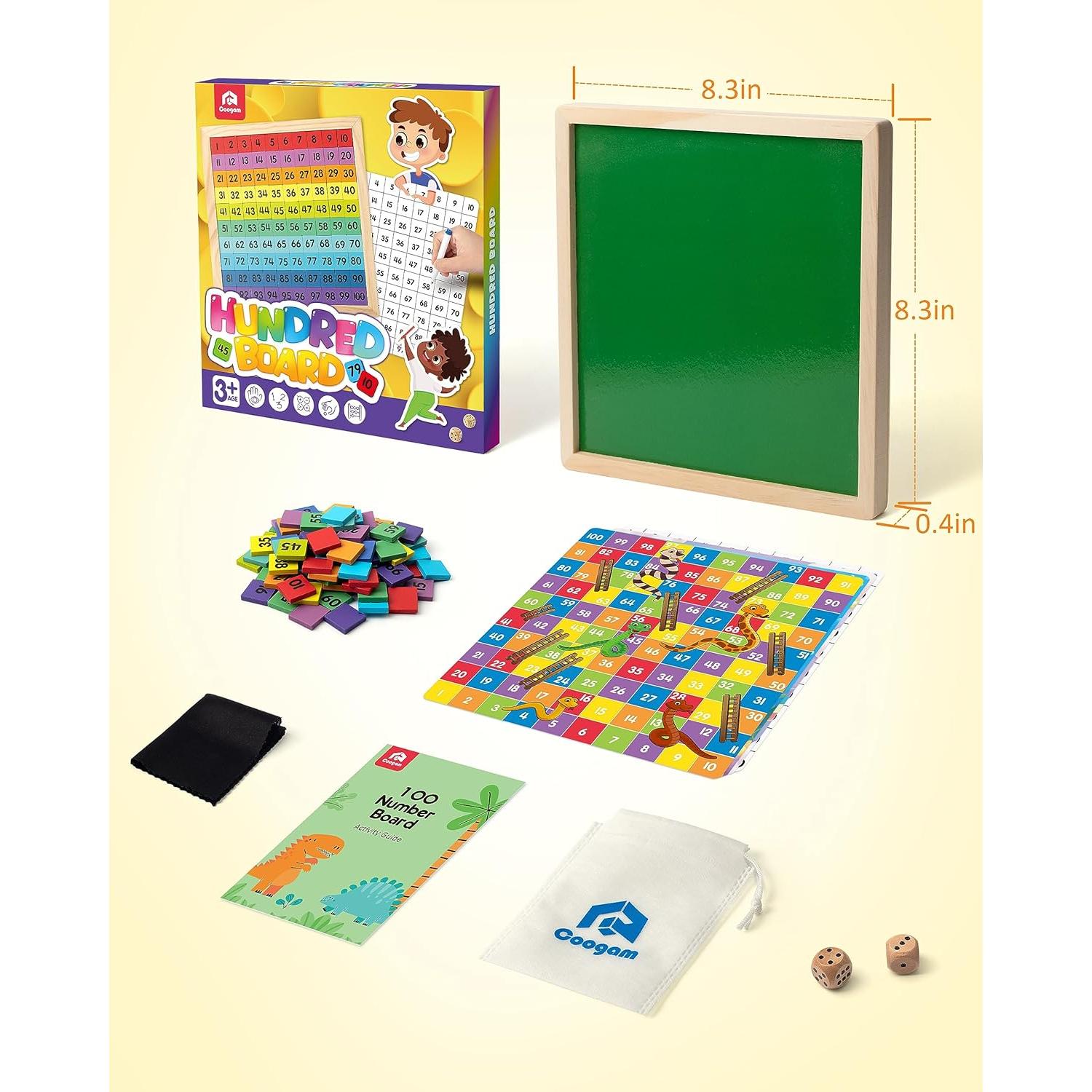 Tablero de Matemáticas de Madera Coogam 100 Números Educativo