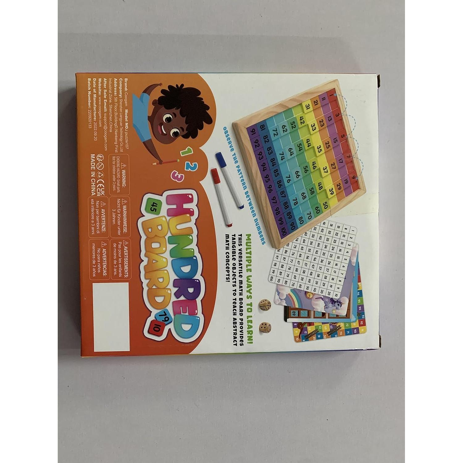 Tablero de Matemáticas de Madera Coogam 100 Números Educativo