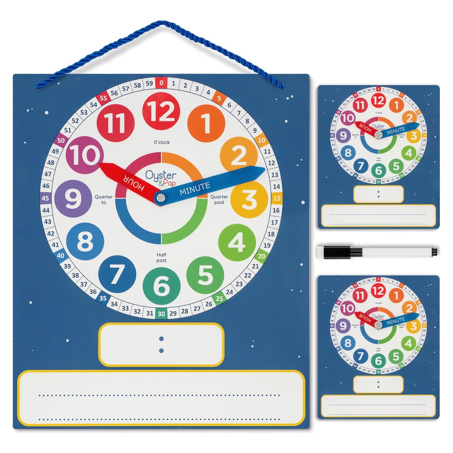 Reloj de Aprendizaje Borrable en Seco Oyster&Pop - 3 Paquete