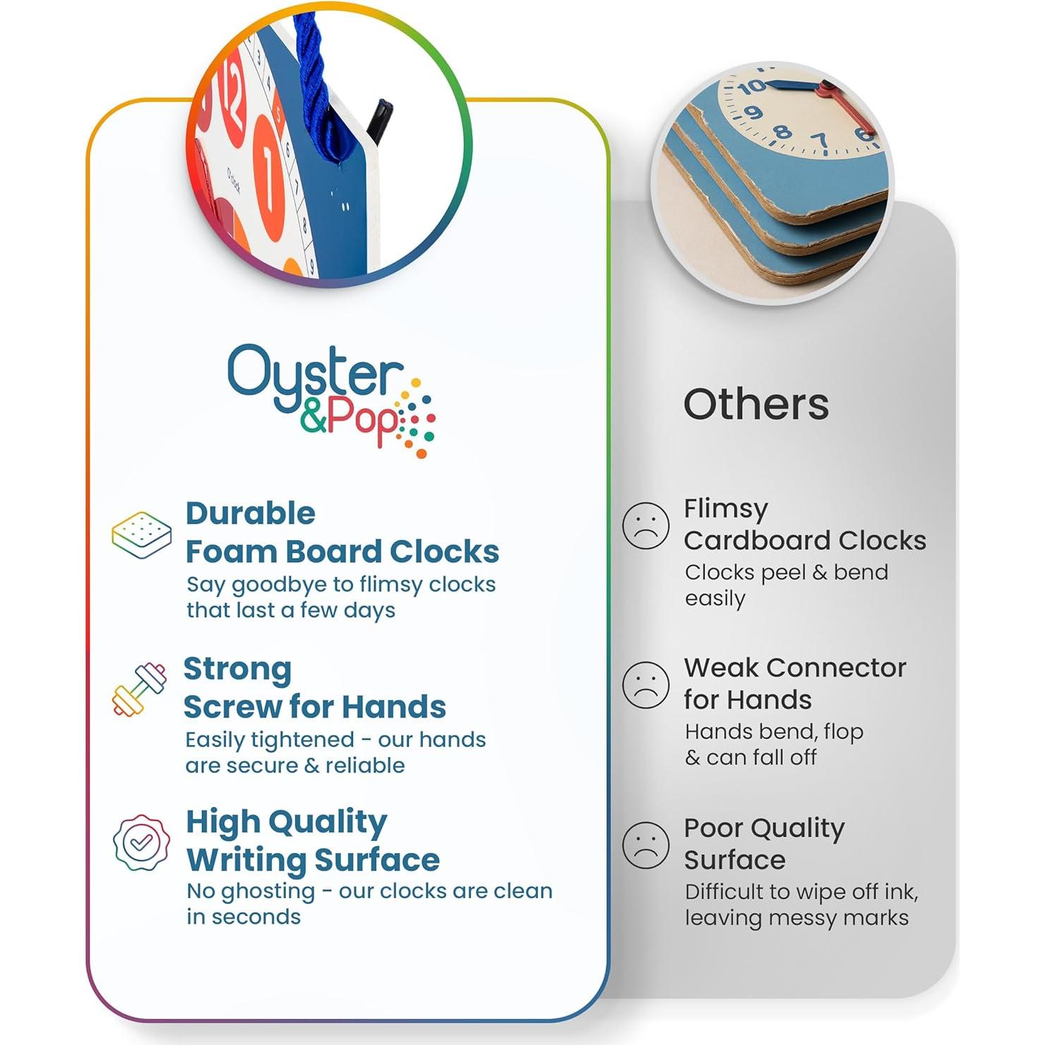 Reloj de Aprendizaje Borrable en Seco Oyster&Pop - 3 Paquete