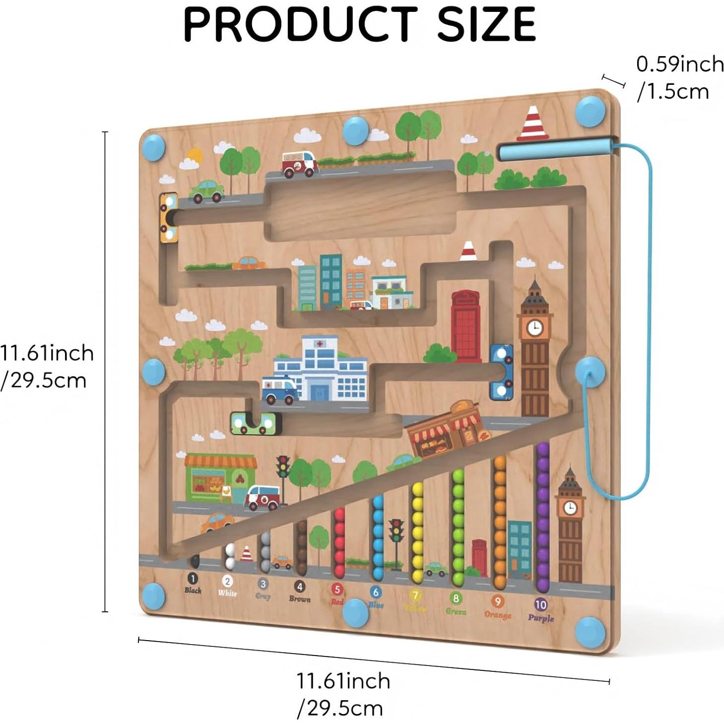 Tablero Laberinto Magnético Letoiz 30x29cm para Niños 3-5 Años