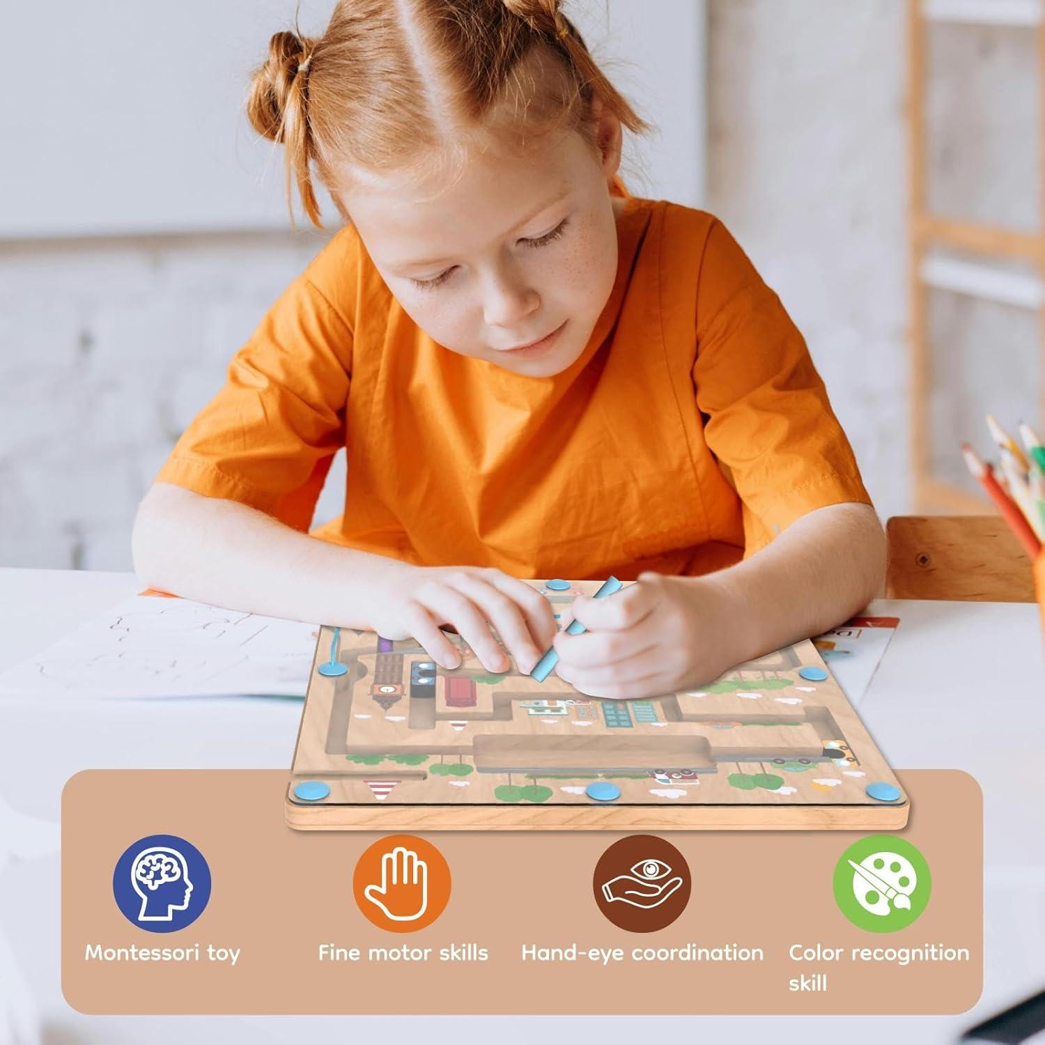 Tablero Laberinto Magnético Letoiz 30x29cm para Niños 3-5 Años